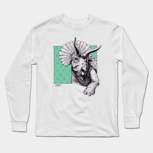 Scallop triceratops teal T-shirt Long Sleeve T-Shirt